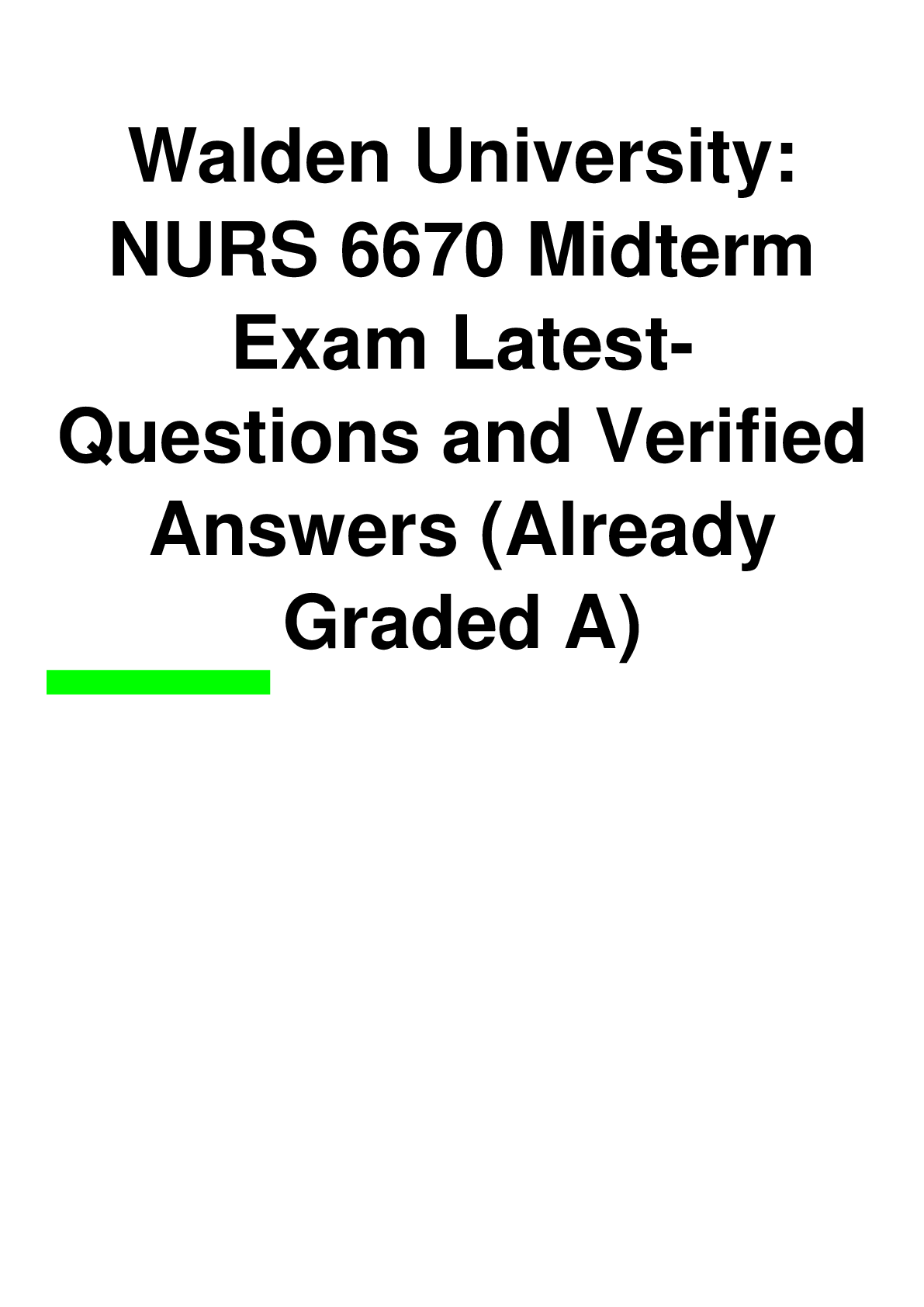 Preview image for Walden University NURS 6670 Midterm Exam